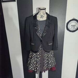 le chateau Black Women's Tailored Blazer with Satin Trim